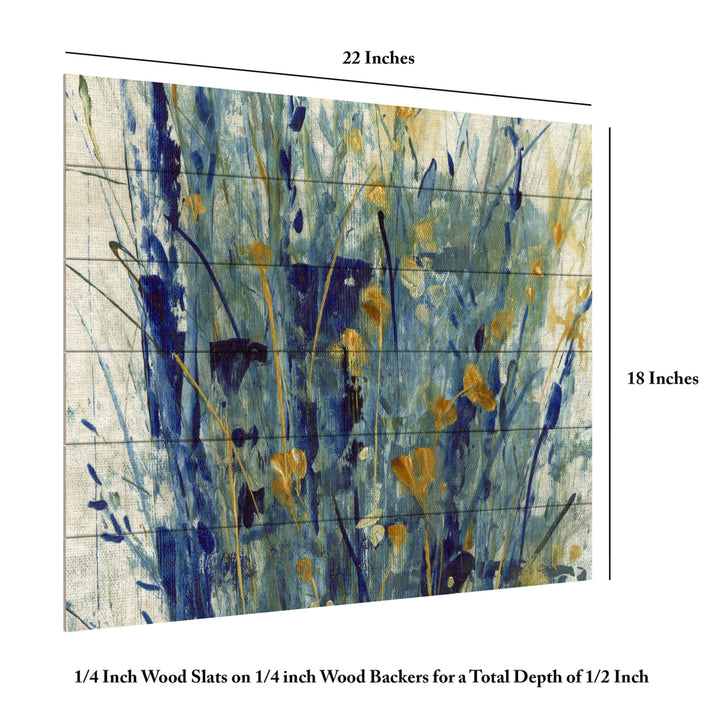 Wooden Slat Art 18 x 22 Inches Titled Indigo Floral Ii Ready to Hang  Picture Image 6