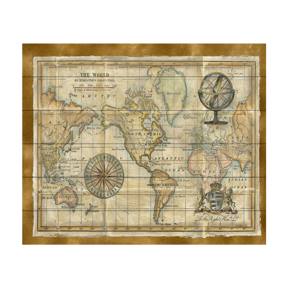 Wooden Slat Art 18 x 22 Inches Titled Antique World Map Framed Ready to Hang Picture Image 2