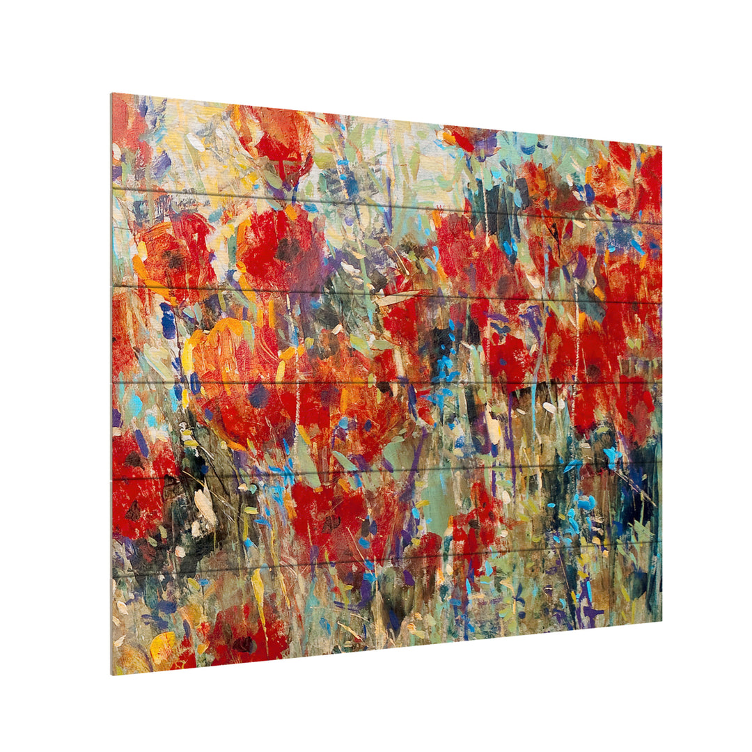 Wooden Slat Art 18 x 22 Inches Titled Red Poppy Field Ii Ready to Hang  Picture Image 3