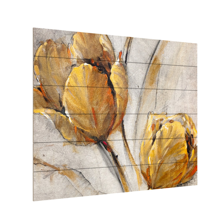 Wooden Slat Art 18 x 22 Inches Titled Golden Poppies On Taupe I Ready to Hang Picture Image 3