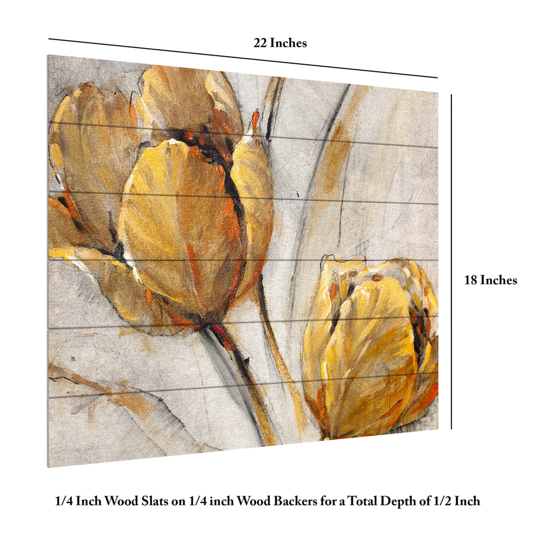 Wooden Slat Art 18 x 22 Inches Titled Golden Poppies On Taupe I Ready to Hang Picture Image 6