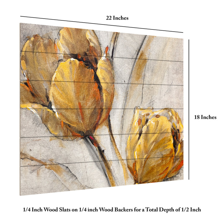 Wooden Slat Art 18 x 22 Inches Titled Golden Poppies On Taupe I Ready to Hang Picture Image 6