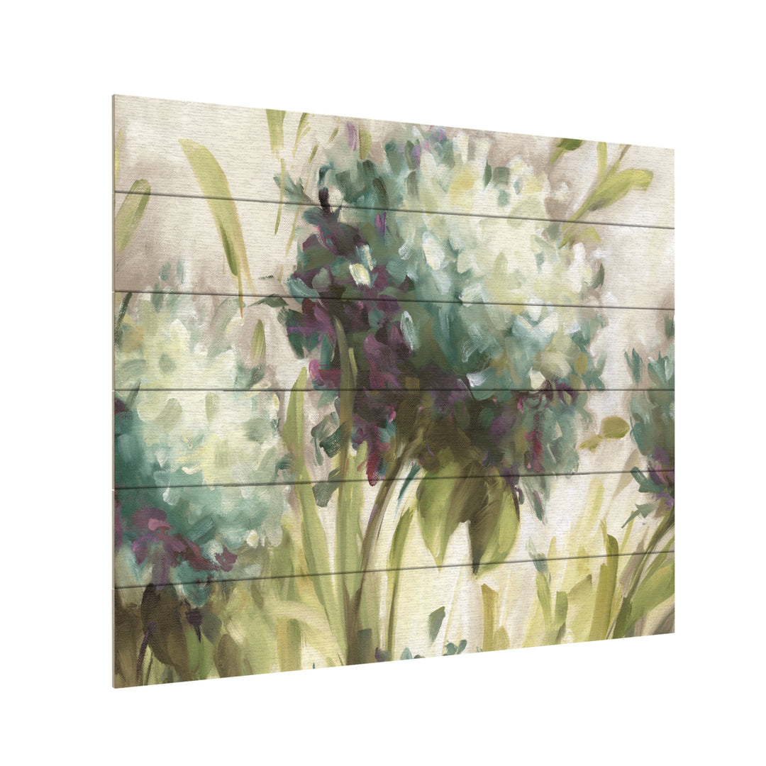 Wooden Slat Art 18 x 22 Inches Titled Hydrangea Field Ready to Hang Picture Image 3