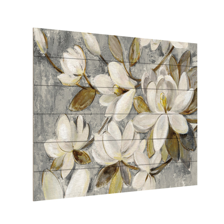 Wooden Slat Art 18 x 22 Inches Titled Magnolia Simplicity Neutral Gray Ready to Hang  Picture Image 3