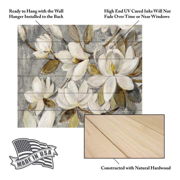 Wooden Slat Art 18 x 22 Inches Titled Magnolia Simplicity Neutral Gray Ready to Hang  Picture Image 5