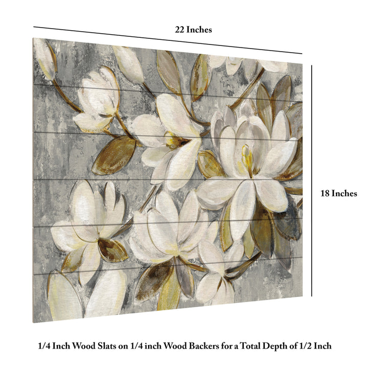 Wooden Slat Art 18 x 22 Inches Titled Magnolia Simplicity Neutral Gray Ready to Hang  Picture Image 6