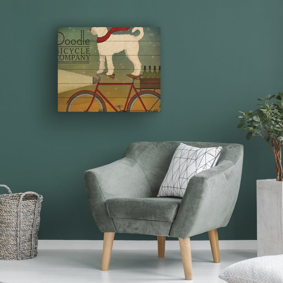 Wooden Slat Art 18 x 22 Inches Titled White Doodle on Bike Summer Ready to Hang  Picture Image 1