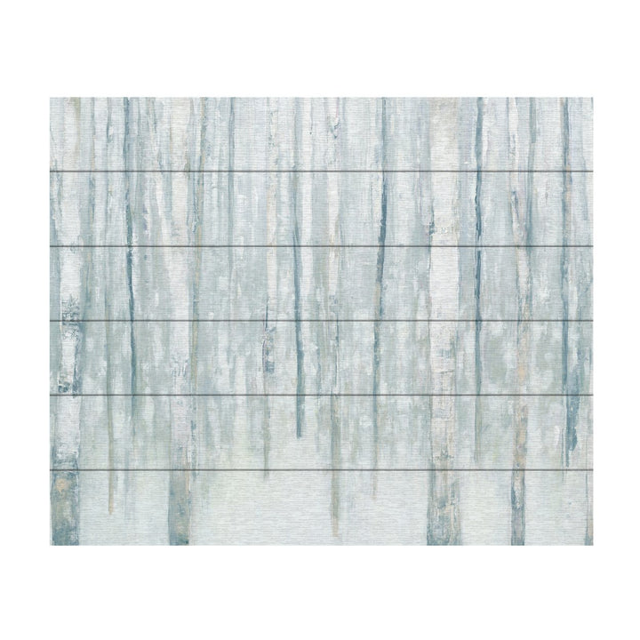 Wooden Slat Art 18 x 22 Inches Titled Birches in Winter Blue Gray Ready to Hang  Picture Image 2