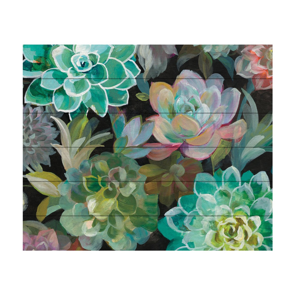 Wooden Slat Art 18 x 22 Inches Titled Floral Succulents v2 Crop Ready to Hang  Picture Image 2