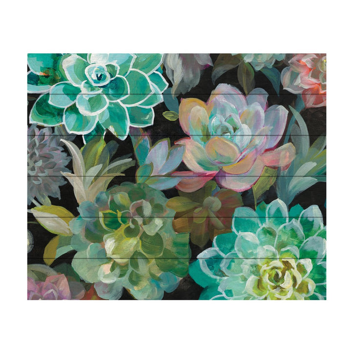 Wooden Slat Art 18 x 22 Inches Titled Floral Succulents v2 Crop Ready to Hang  Picture Image 2