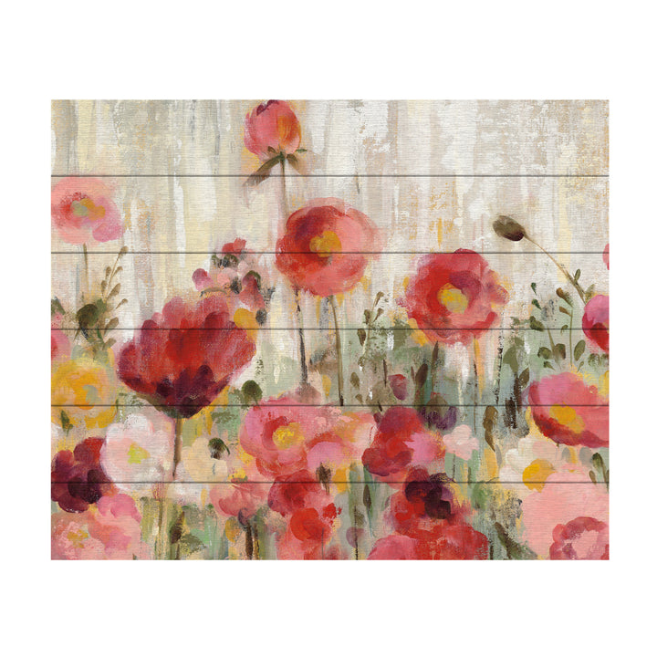 Wooden Slat Art 18 x 22 Inches Titled Sprinkled Flowers Crop Ready to Hang Picture Image 2