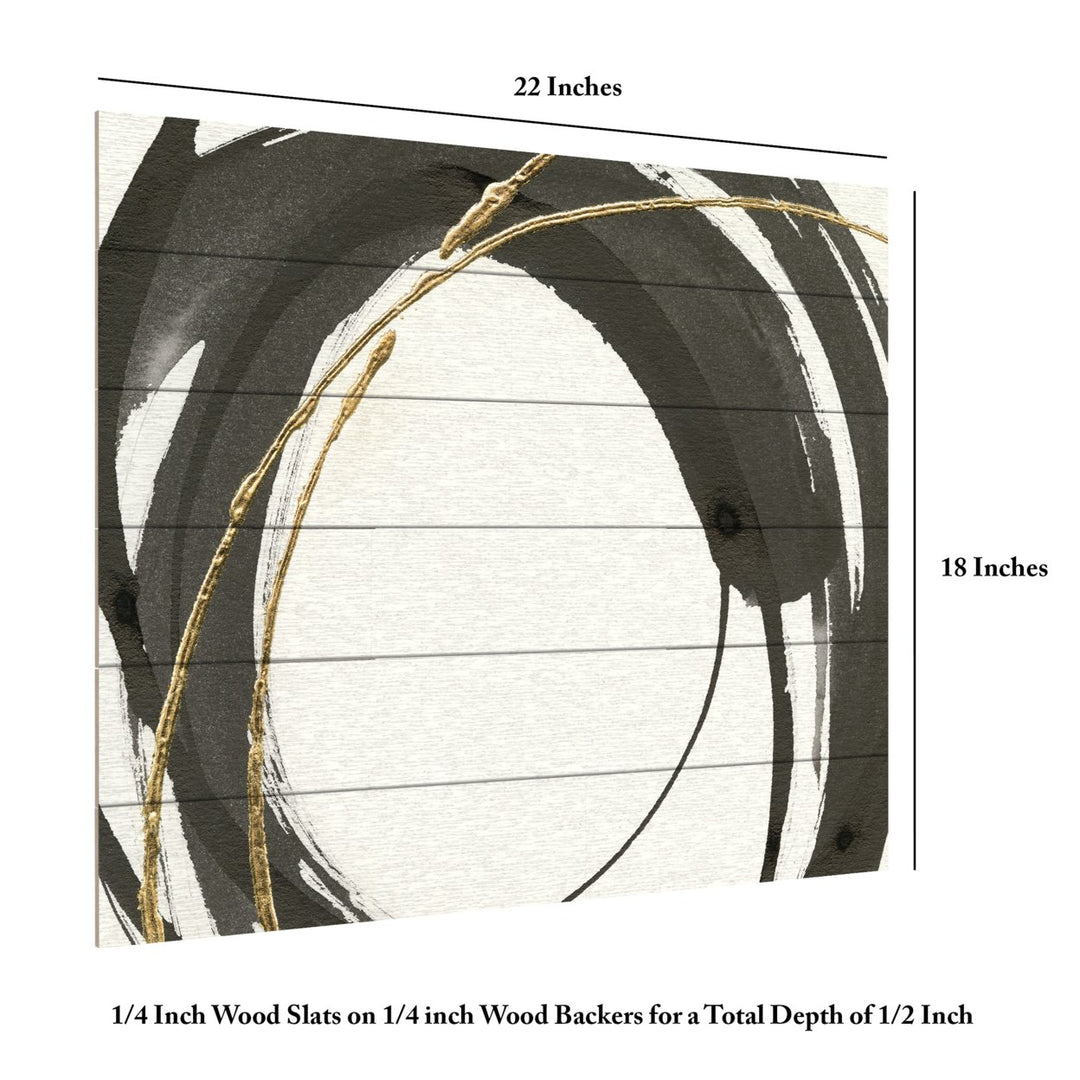 Wooden Slat Art 18 x 22 Inches Titled Gilded Enso IV Ready to Hang  Picture Image 6