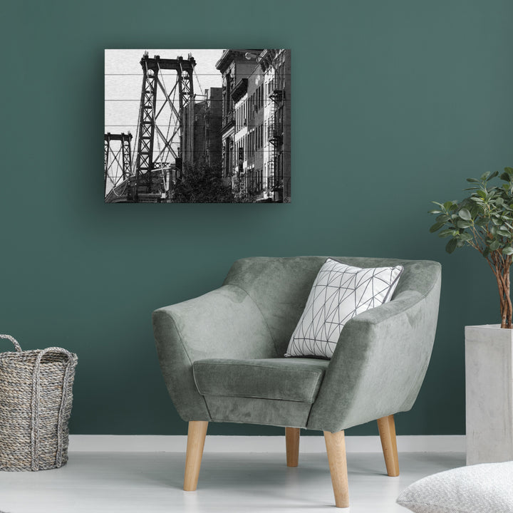 Wooden Slat Art 18 x 22 Inches Titled Williamsburg Bridge Ready to Hang Picture Image 1