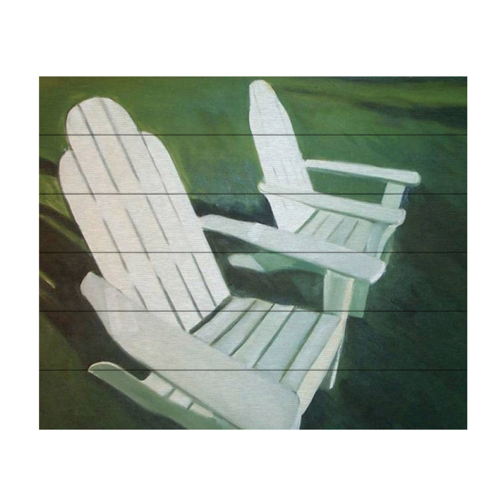 Wooden Slat Art 18 x 22 Inches Titled Lawn Chairs Ready to Hang Picture Image 2