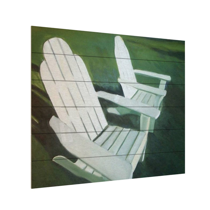 Wooden Slat Art 18 x 22 Inches Titled Lawn Chairs Ready to Hang Picture Image 3