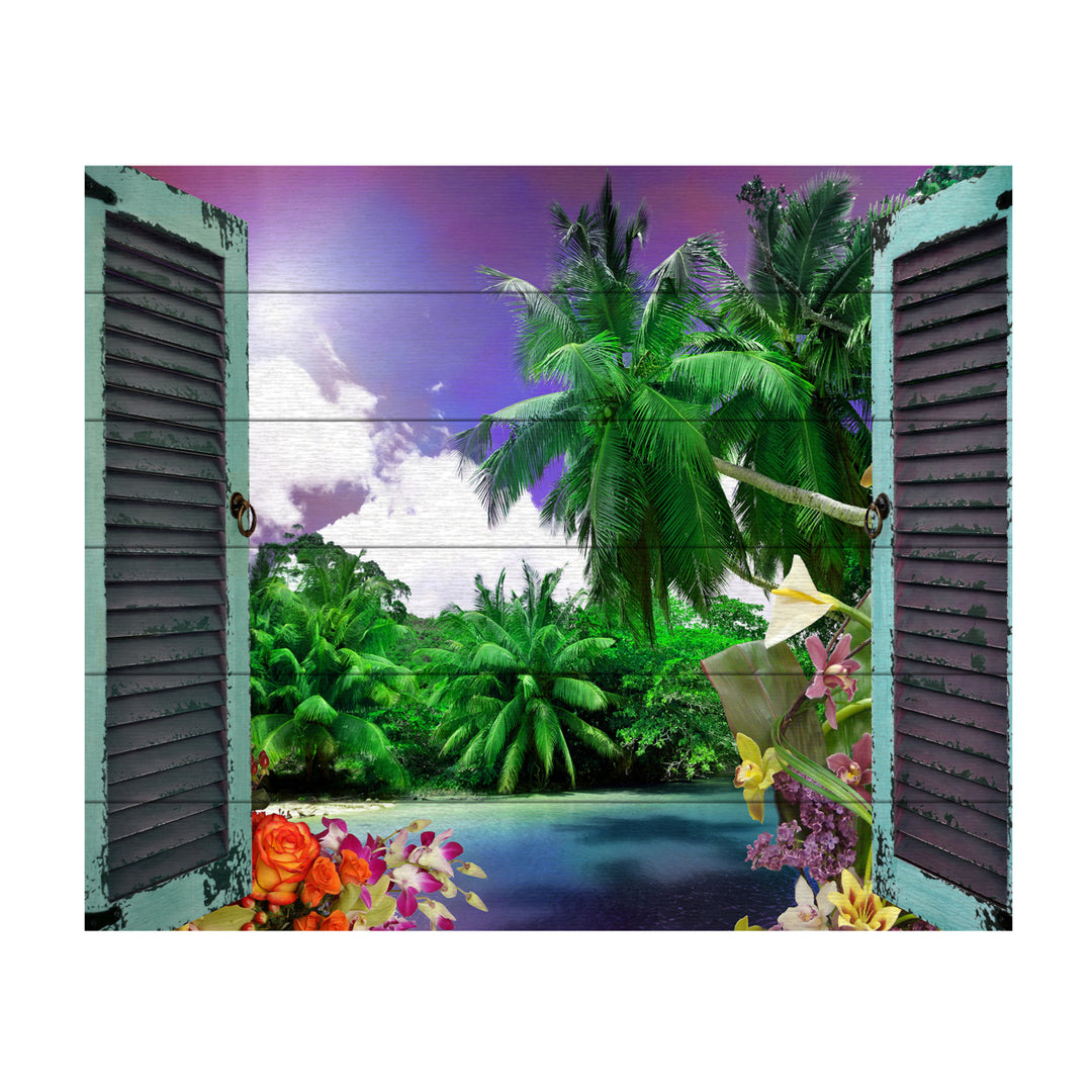 Wooden Slat Art 18 x 22 Inches Titled Window to Paradise I Ready to Hang Picture Image 2