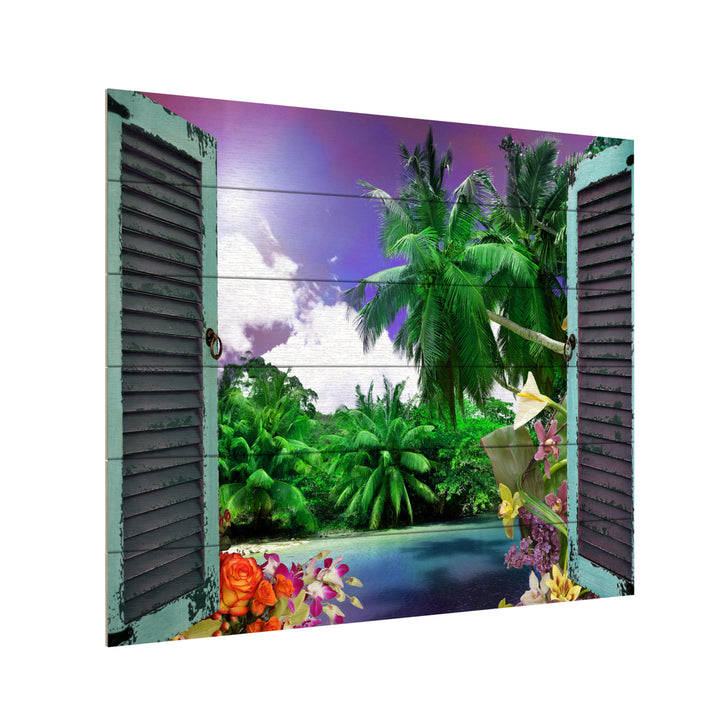 Wooden Slat Art 18 x 22 Inches Titled Window to Paradise I Ready to Hang Picture Image 3