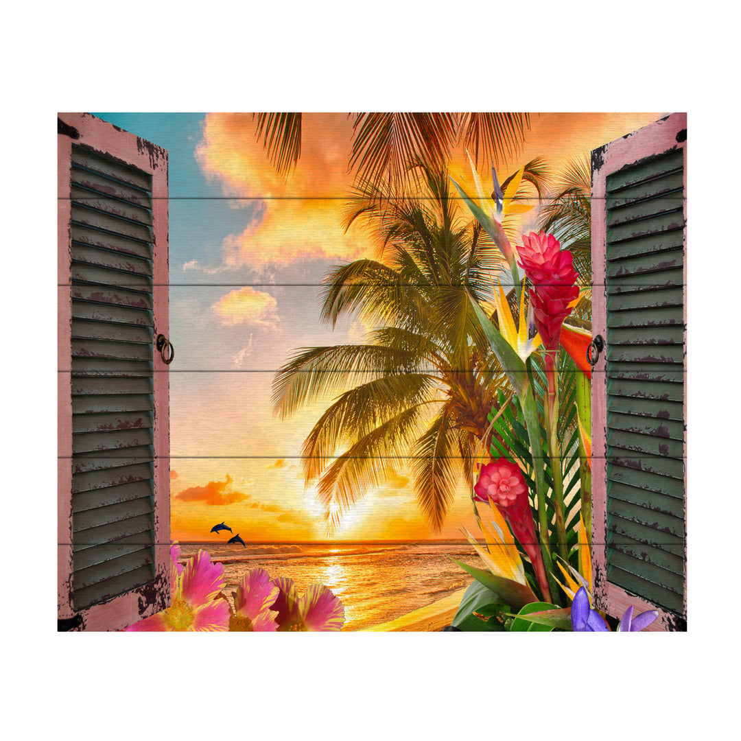 Wooden Slat Art 18 x 22 Inches Titled Window to Paradise II Ready to Hang  Picture Image 2