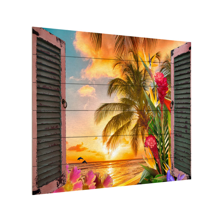 Wooden Slat Art 18 x 22 Inches Titled Window to Paradise II Ready to Hang  Picture Image 3