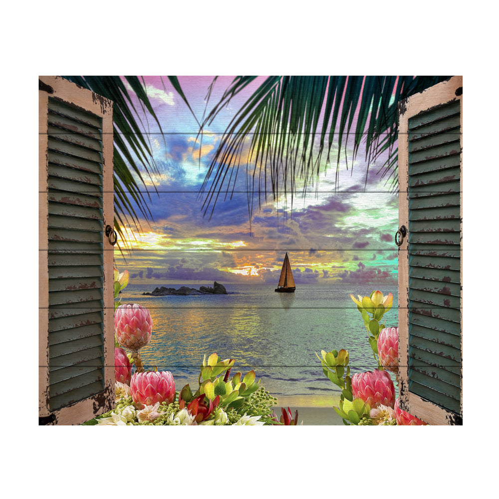 Wooden Slat Art 18 x 22 Inches Titled Window to Paradise III Ready to Hang Picture Image 2