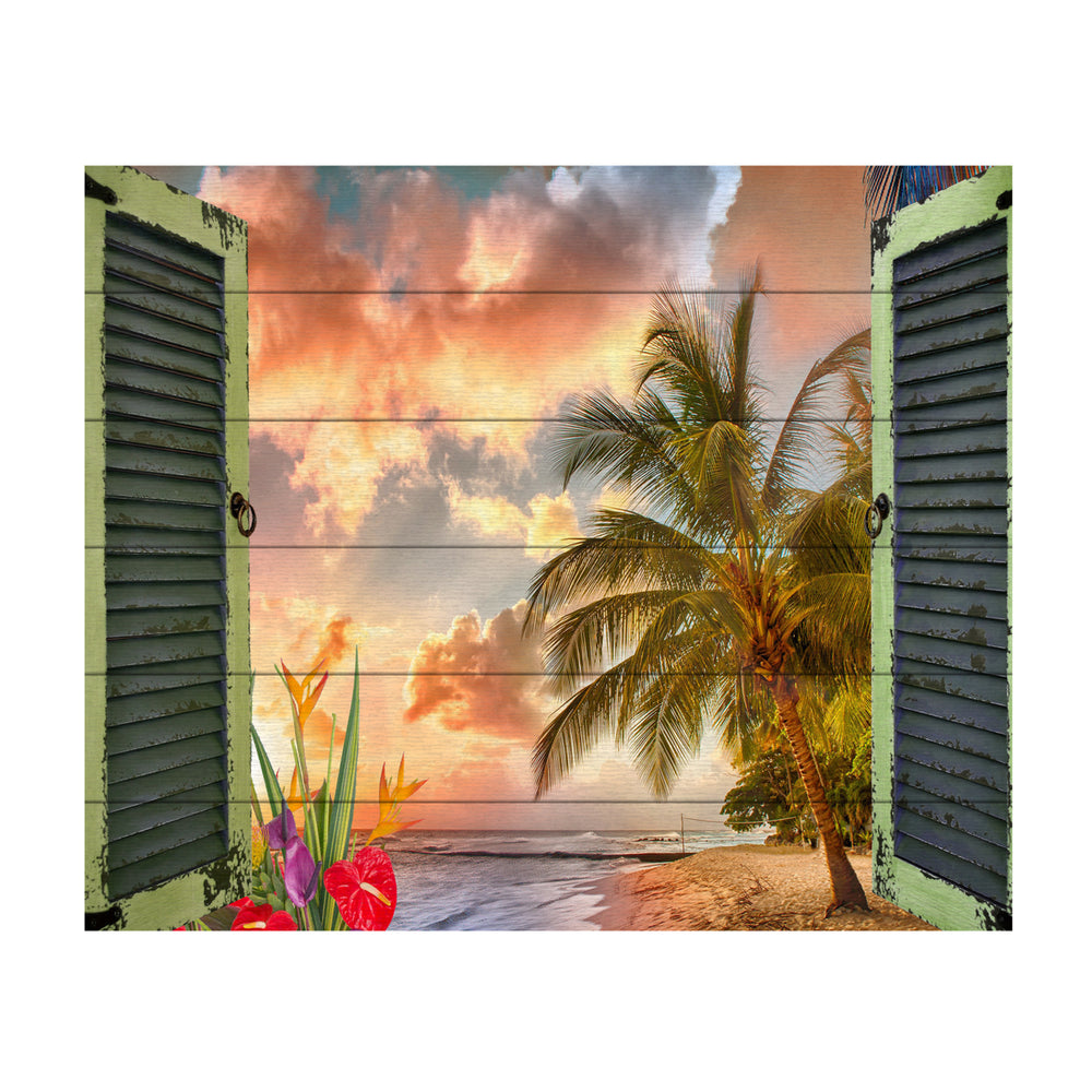 Wooden Slat Art 18 x 22 Inches Titled Window to Paradise IV Ready to Hang Picture Image 2