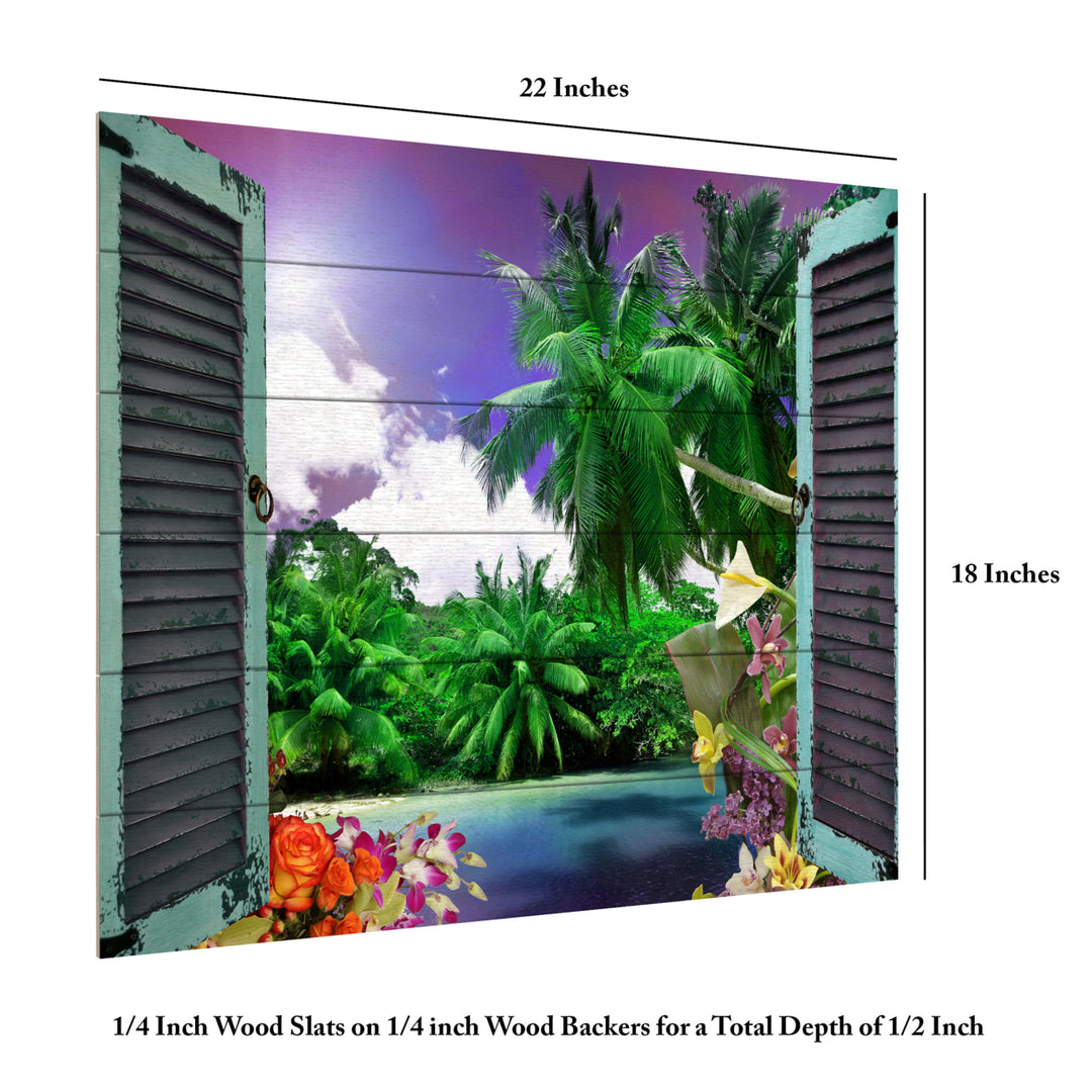 Wooden Slat Art 18 x 22 Inches Titled Window to Paradise I Ready to Hang Picture Image 6