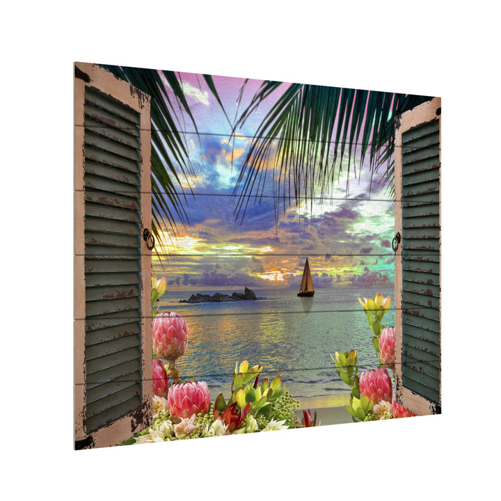 Wooden Slat Art 18 x 22 Inches Titled Window to Paradise III Ready to Hang Picture Image 3