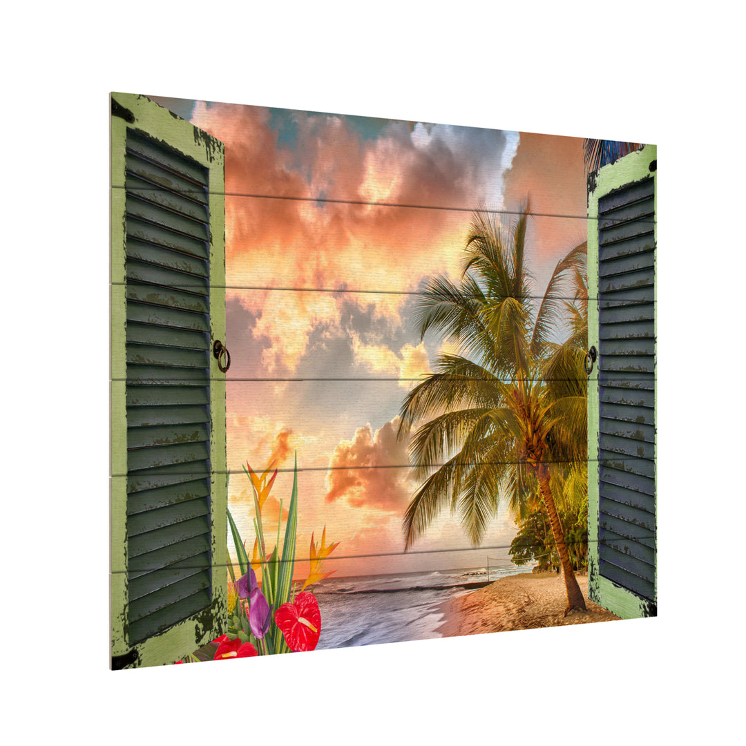 Wooden Slat Art 18 x 22 Inches Titled Window to Paradise IV Ready to Hang Picture Image 3