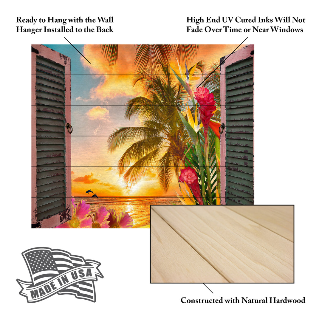 Wooden Slat Art 18 x 22 Inches Titled Window to Paradise II Ready to Hang  Picture Image 5
