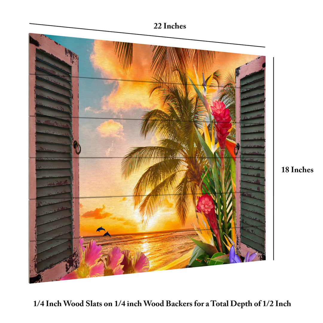 Wooden Slat Art 18 x 22 Inches Titled Window to Paradise II Ready to Hang  Picture Image 6