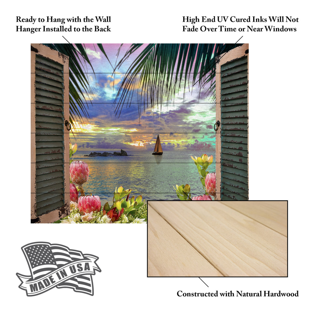 Wooden Slat Art 18 x 22 Inches Titled Window to Paradise III Ready to Hang Picture Image 5