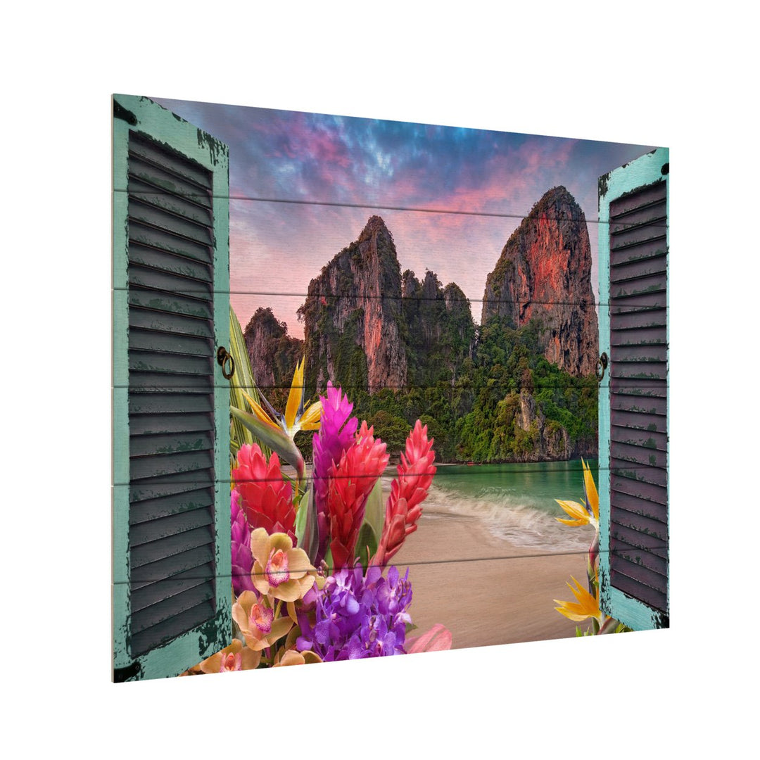 Wooden Slat Art 18 x 22 Inches Titled Window to Paradise VI Ready to Hang  Picture Image 3
