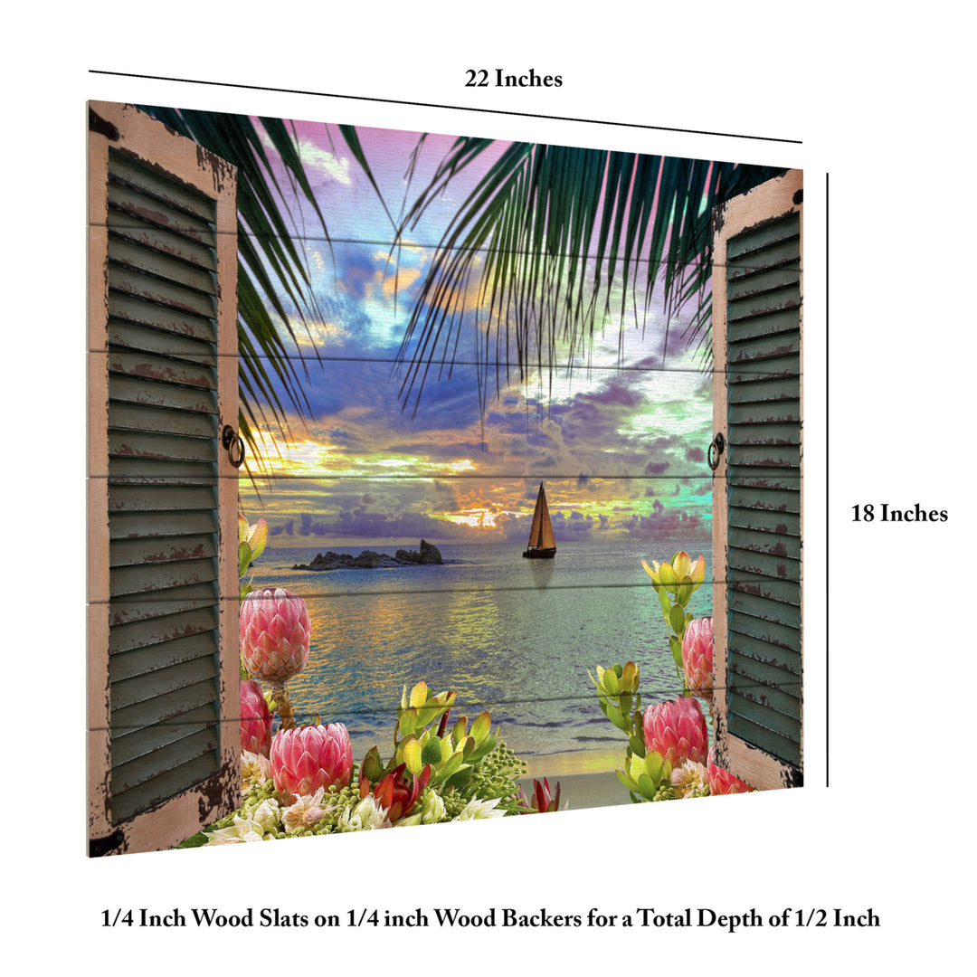 Wooden Slat Art 18 x 22 Inches Titled Window to Paradise III Ready to Hang Picture Image 6