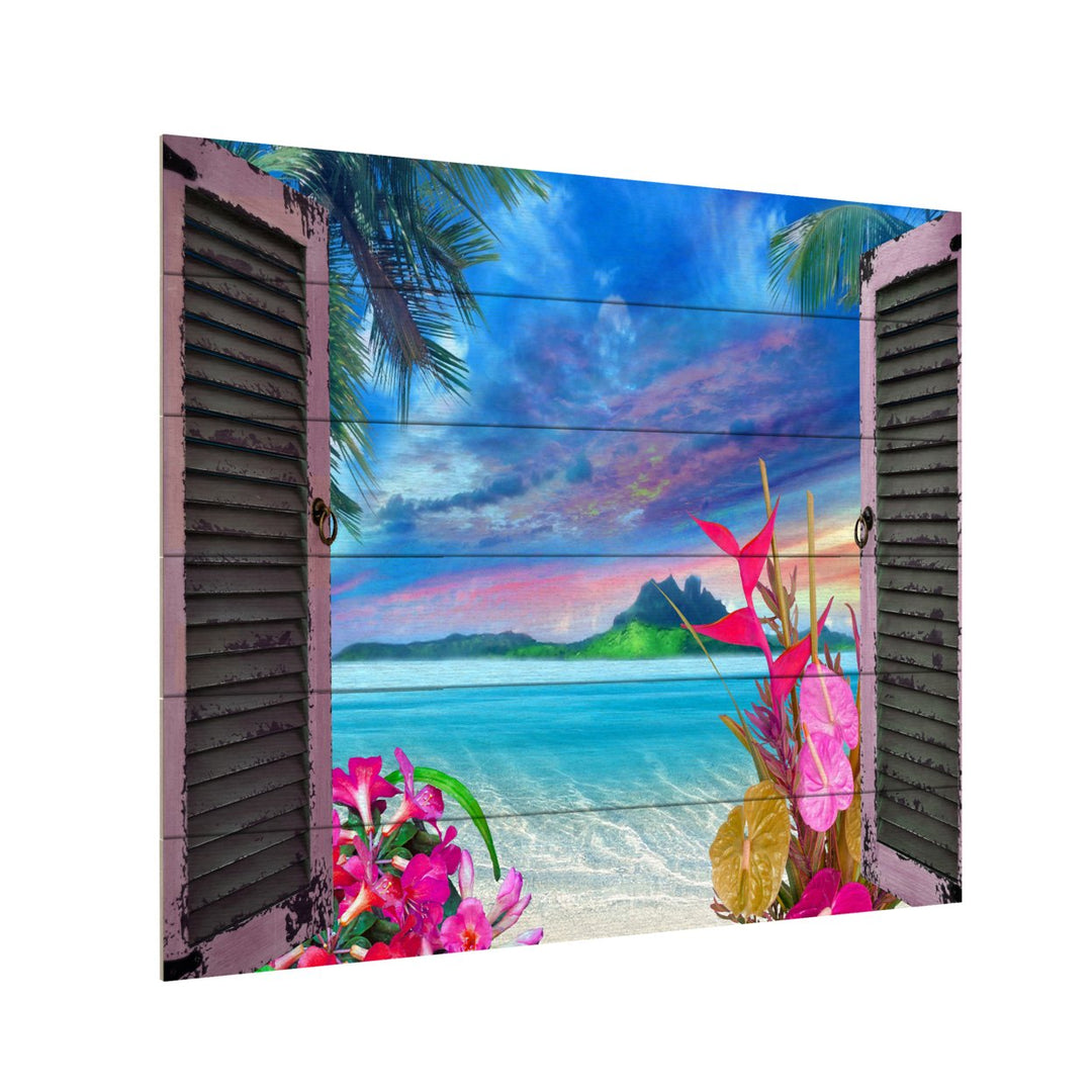 Wooden Slat Art 18 x 22 Inches Titled Window to Paradise VII Ready to Hang  Picture Image 3