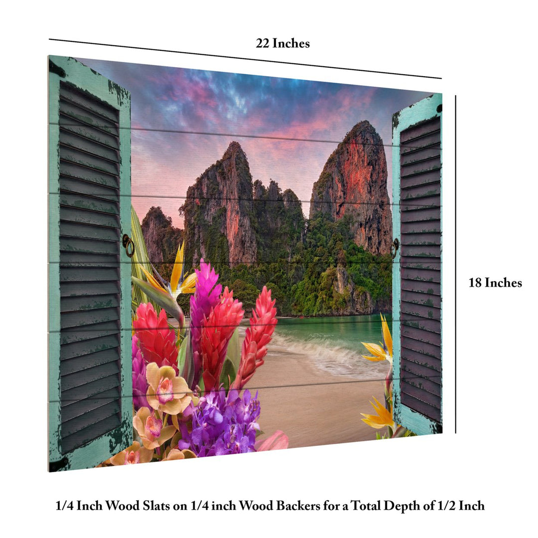 Wooden Slat Art 18 x 22 Inches Titled Window to Paradise VI Ready to Hang  Picture Image 6