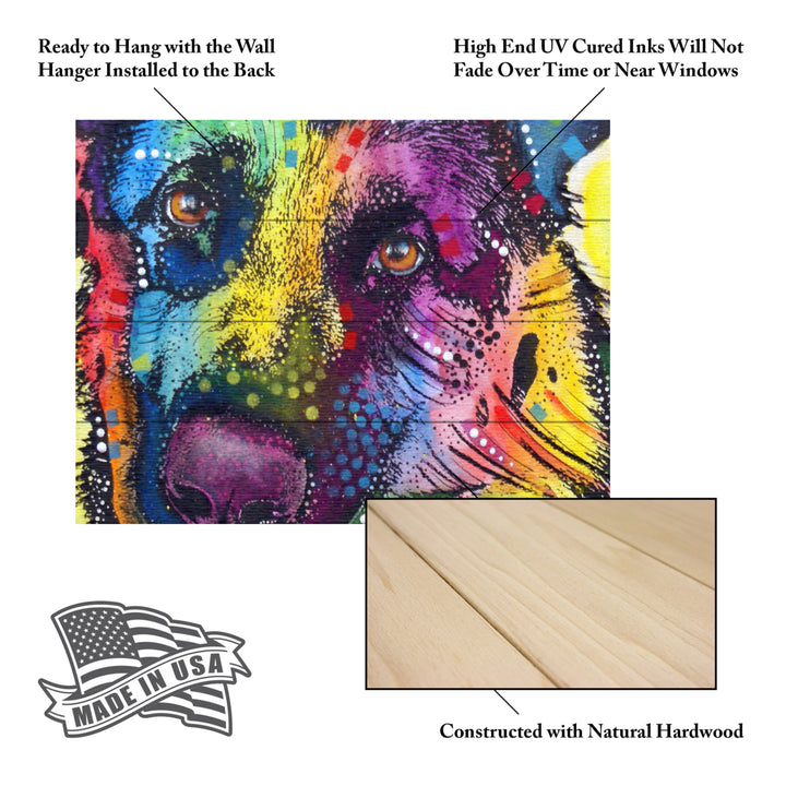 Wall Art 12 x 16 Inches Titled German Shepherd Ready to Hang Printed on Wooden Planks Image 5