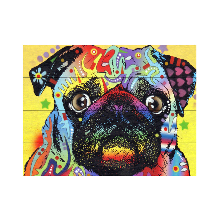Wall Art 12 x 16 Inches Titled Pug Ready to Hang Printed on Wooden Planks Image 2