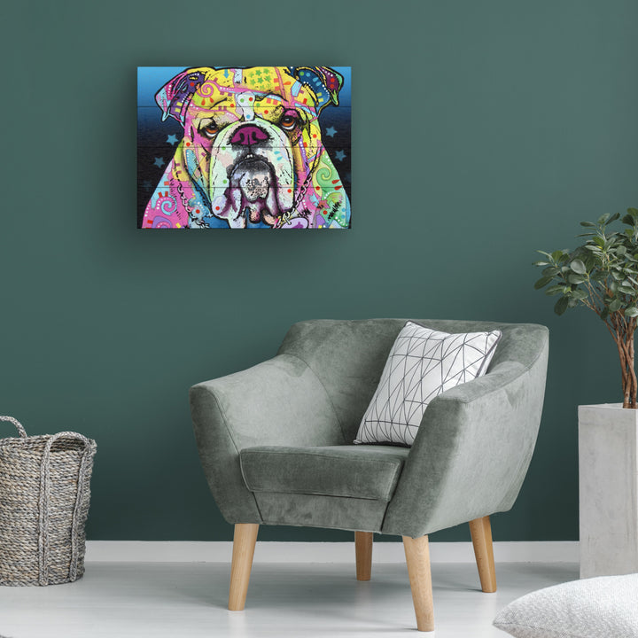 Wall Art 12 x 16 Inches Titled The Bulldog Ready to Hang Printed on Wooden Planks Image 1