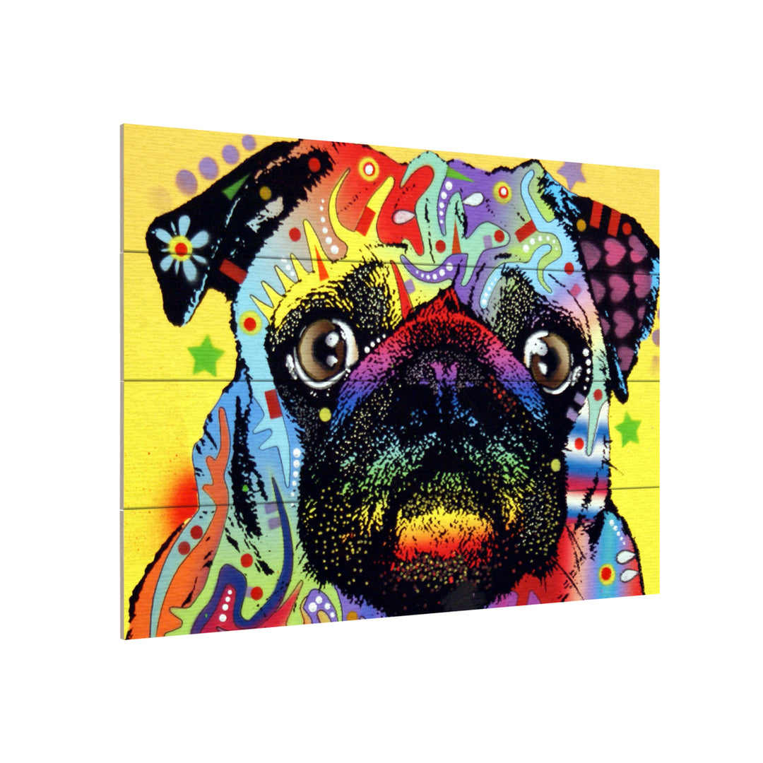 Wall Art 12 x 16 Inches Titled Pug Ready to Hang Printed on Wooden Planks Image 3