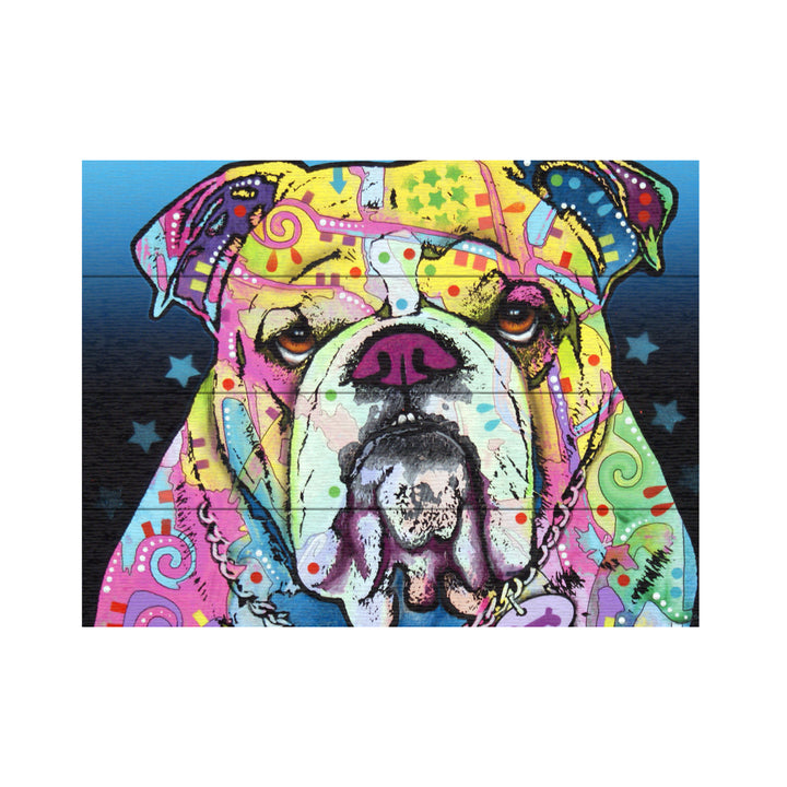 Wall Art 12 x 16 Inches Titled The Bulldog Ready to Hang Printed on Wooden Planks Image 2
