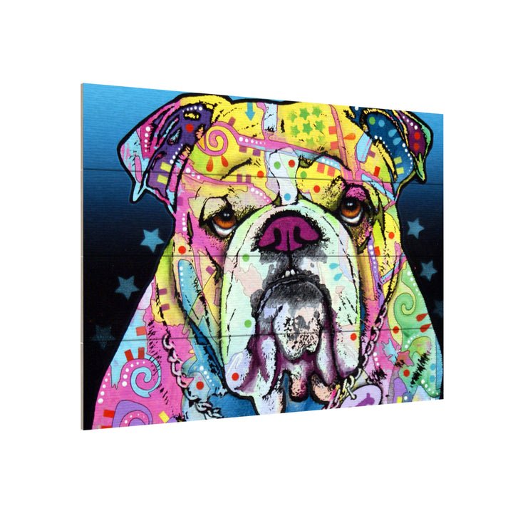 Wall Art 12 x 16 Inches Titled The Bulldog Ready to Hang Printed on Wooden Planks Image 3