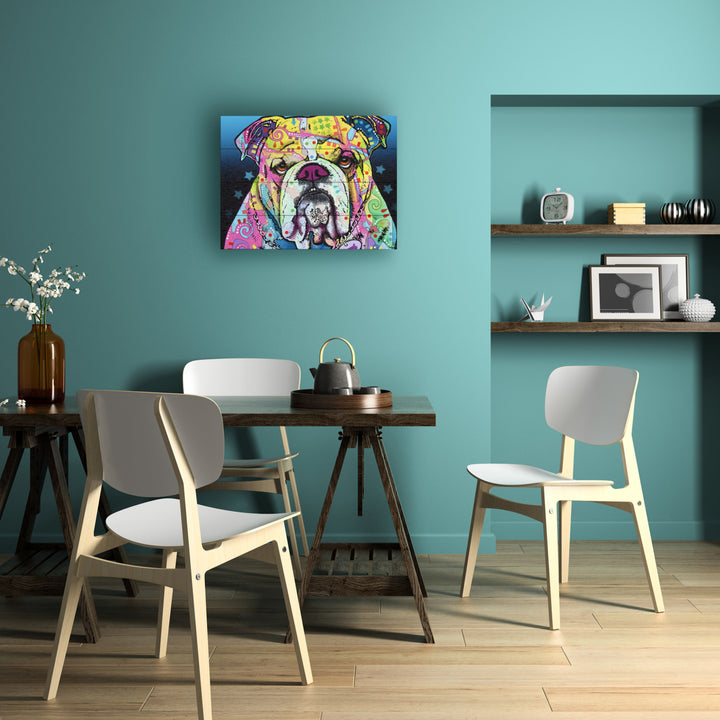 Wall Art 12 x 16 Inches Titled The Bulldog Ready to Hang Printed on Wooden Planks Image 4