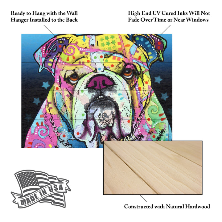 Wall Art 12 x 16 Inches Titled The Bulldog Ready to Hang Printed on Wooden Planks Image 5