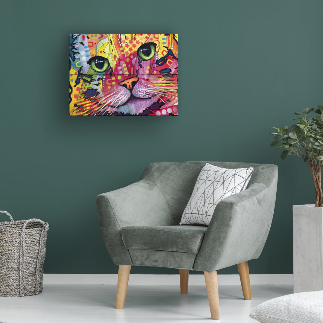 Wall Art 12 x 16 Inches Titled Tilt Cat Ready to Hang Printed on Wooden Planks Image 1