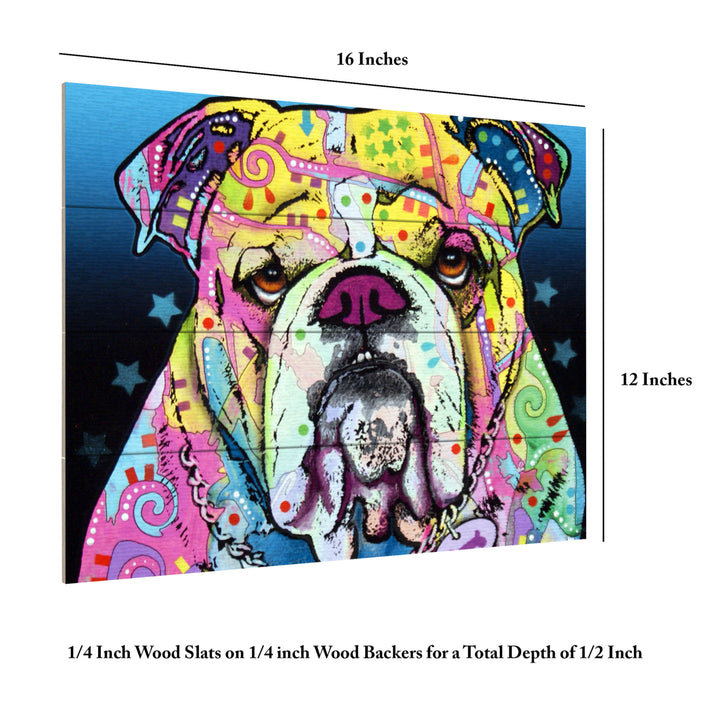 Wall Art 12 x 16 Inches Titled The Bulldog Ready to Hang Printed on Wooden Planks Image 6
