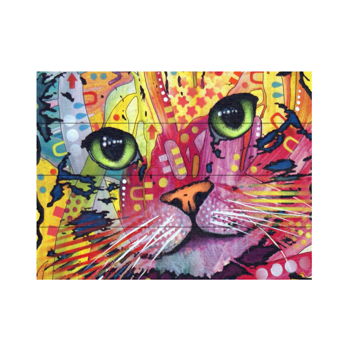 Wall Art 12 x 16 Inches Titled Tilt Cat Ready to Hang Printed on Wooden Planks Image 2