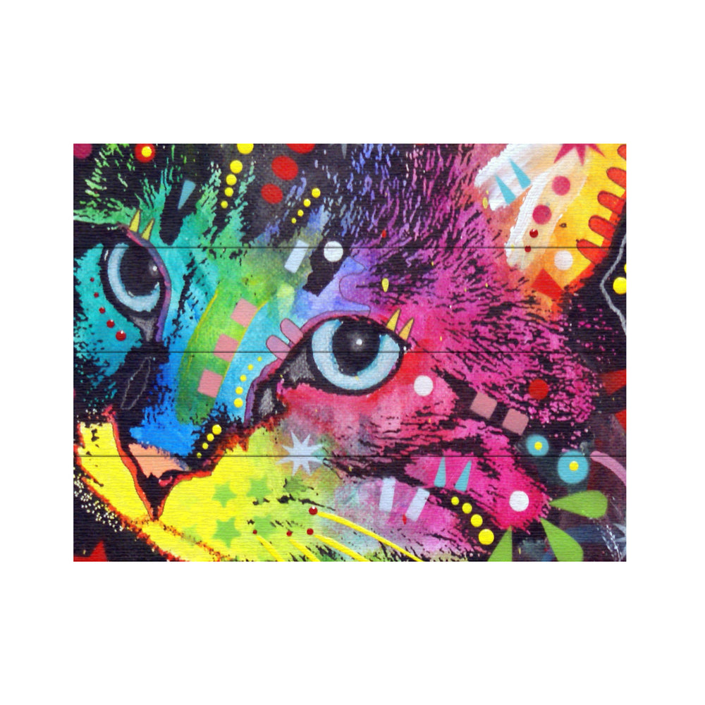 Wall Art 12 x 16 Inches Titled Thinking Cat Crowned Ready to Hang Printed on Wooden Planks Image 2