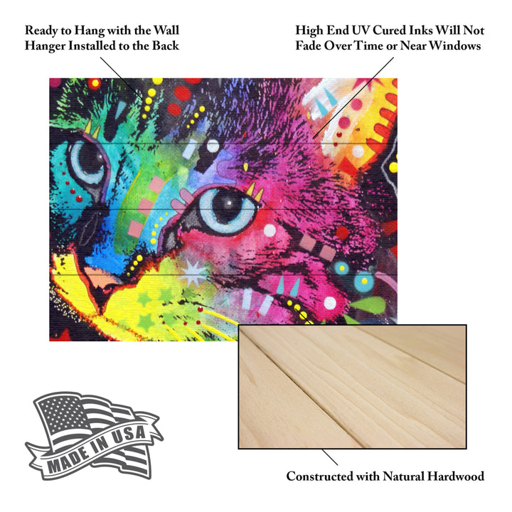 Wall Art 12 x 16 Inches Titled Thinking Cat Crowned Ready to Hang Printed on Wooden Planks Image 5