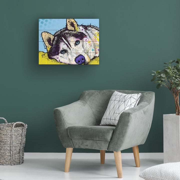 Wall Art 12 x 16 Inches Titled Siberian Husky II Ready to Hang Printed on Wooden Planks Image 1