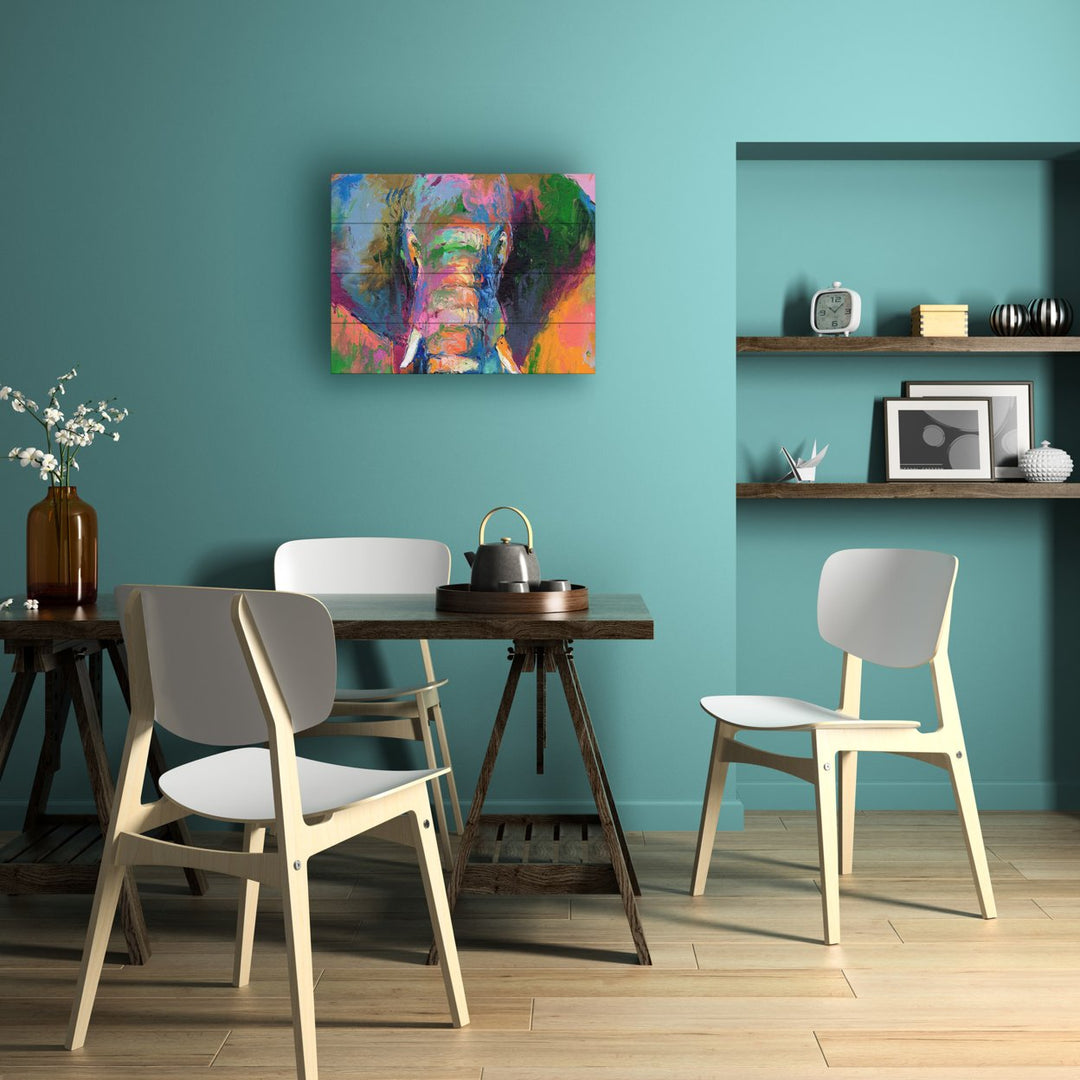 Wall Art 12 x 16 Inches Titled Elephant 2 Ready to Hang Printed on Wooden Planks Image 4